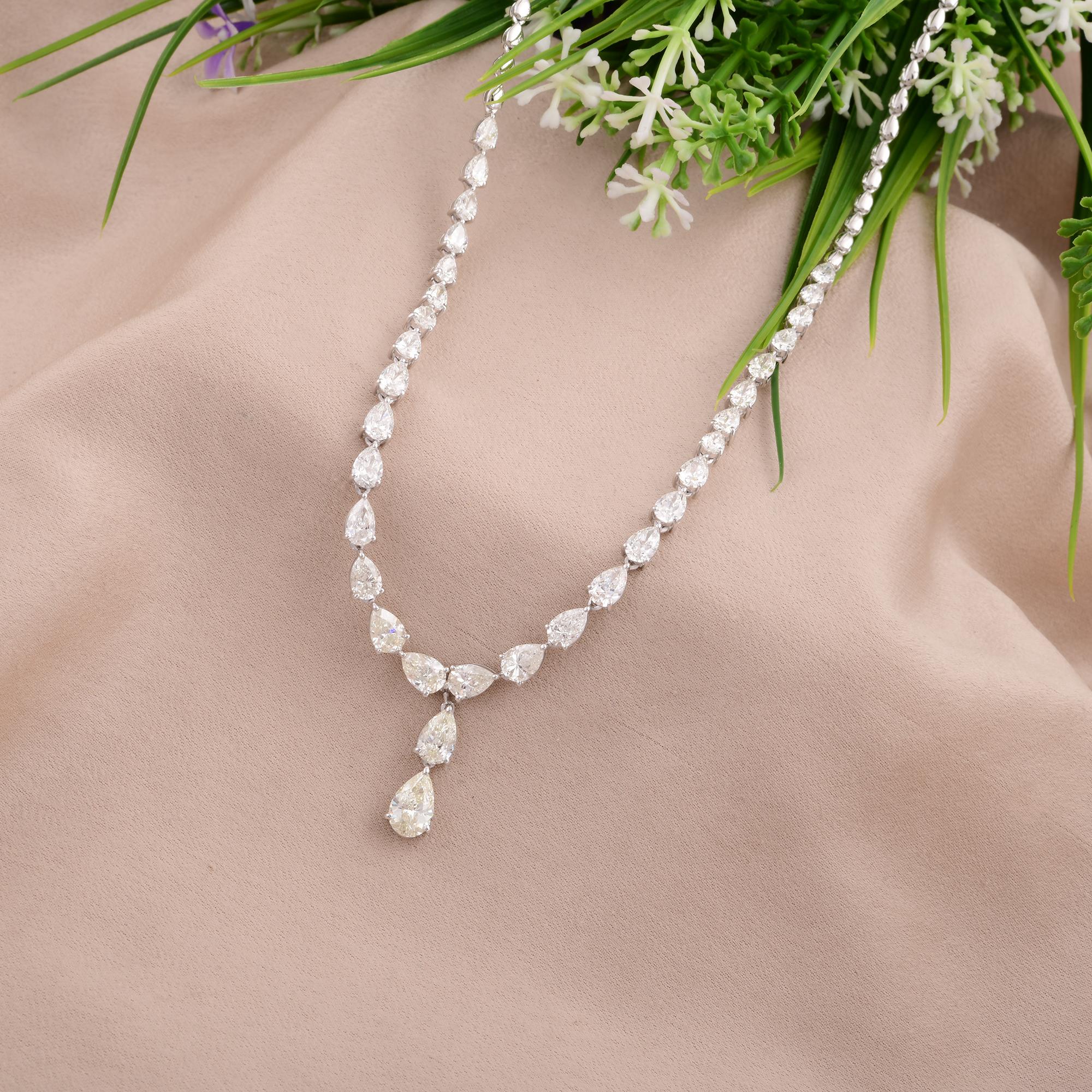 Modern 9.7 Carat Pear Diamond Lariat Necklace 18 Karat White Gold Handmade Jewelry For Sale