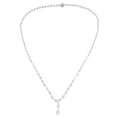 9.7 Carat Pear Diamond Lariat Necklace 18 Karat White Gold Handmade Jewelry