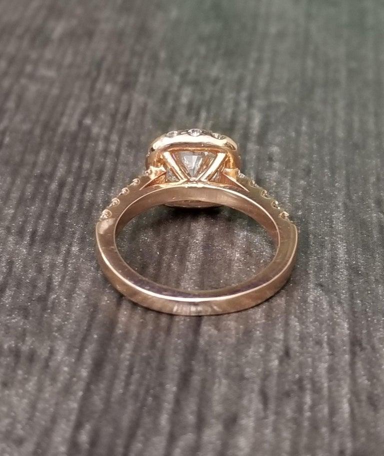 Radiant Cut .97 Carat Radiant Diamond in Halo Ring For Sale