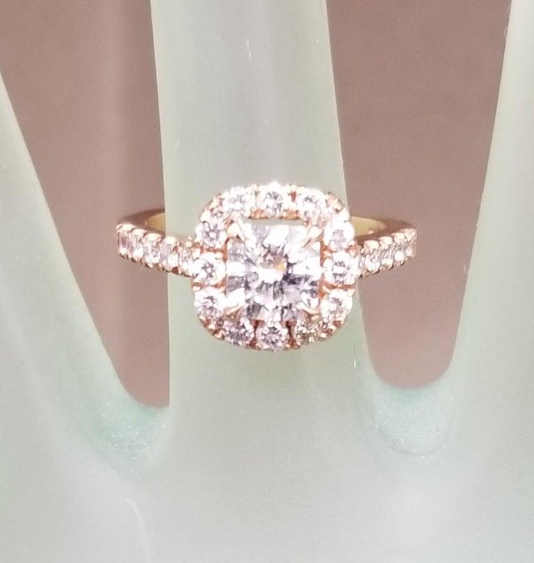 Women's or Men's .97 Carat Radiant Diamond in Halo Ring For Sale