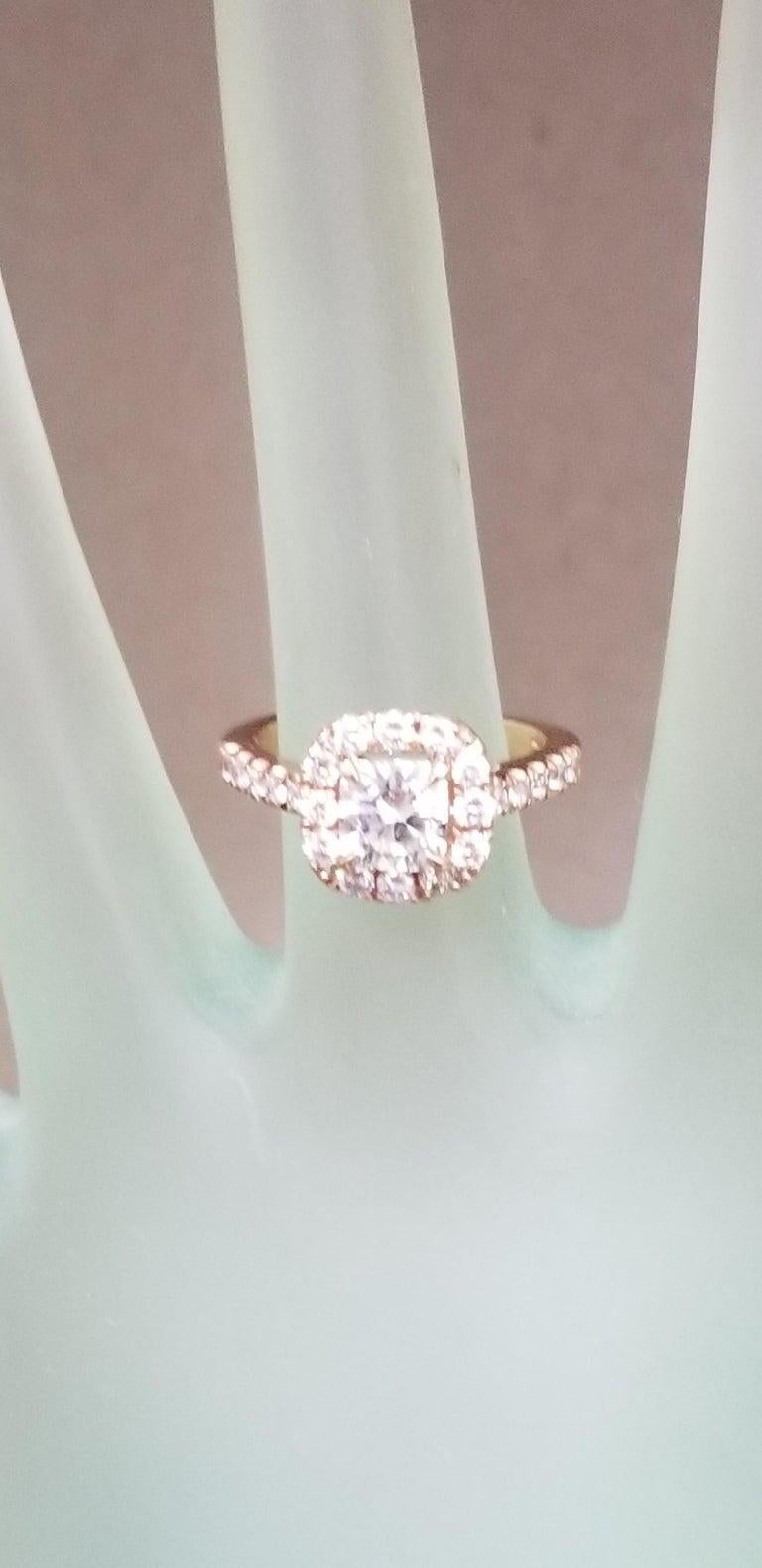 Radiant Cut .97 Carat Radiant Diamond in Halo Ring For Sale
