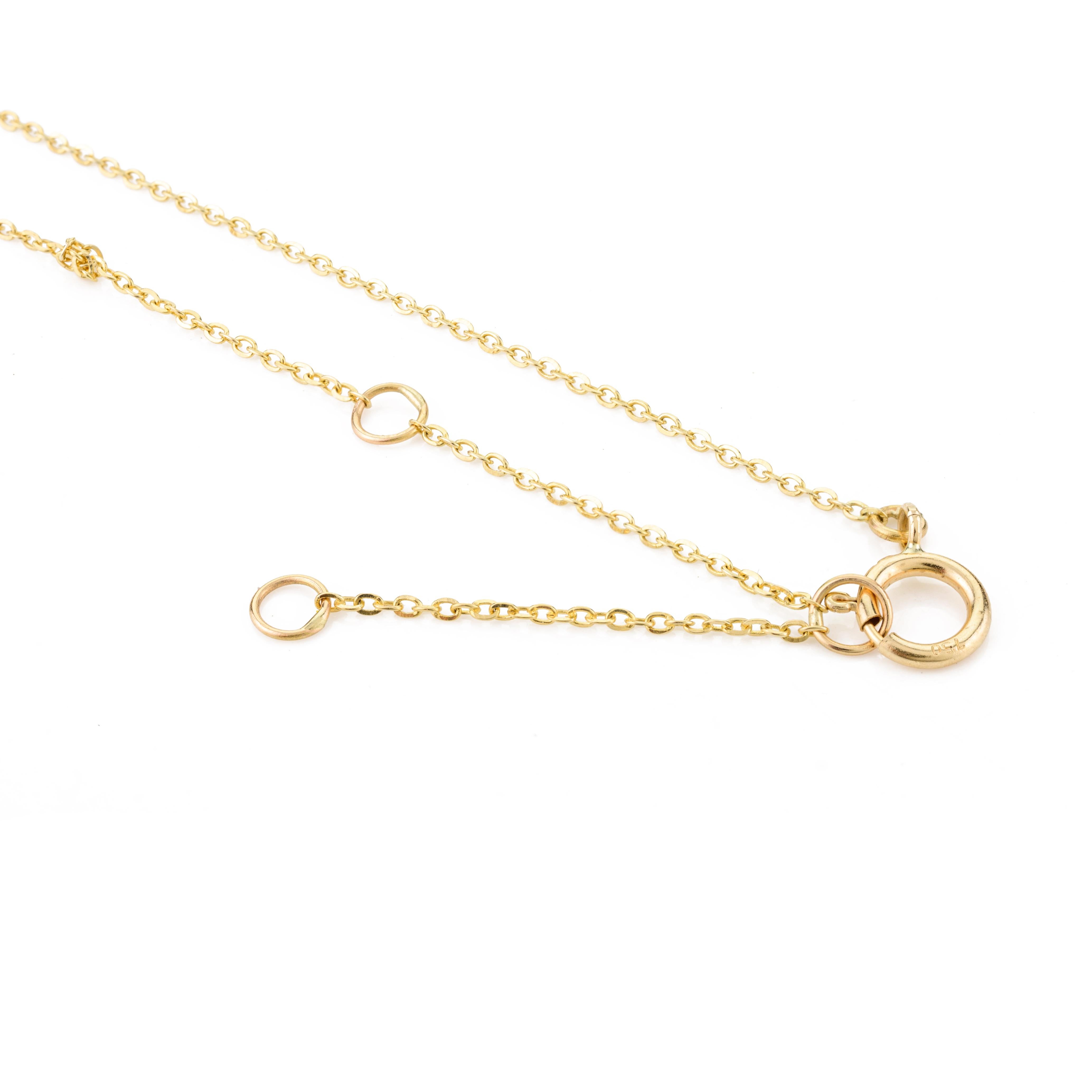 9.7 CTW Deep Green Emerald Charm Chain Necklace Birthday Gift in 18k Yellow Gold For Sale 3