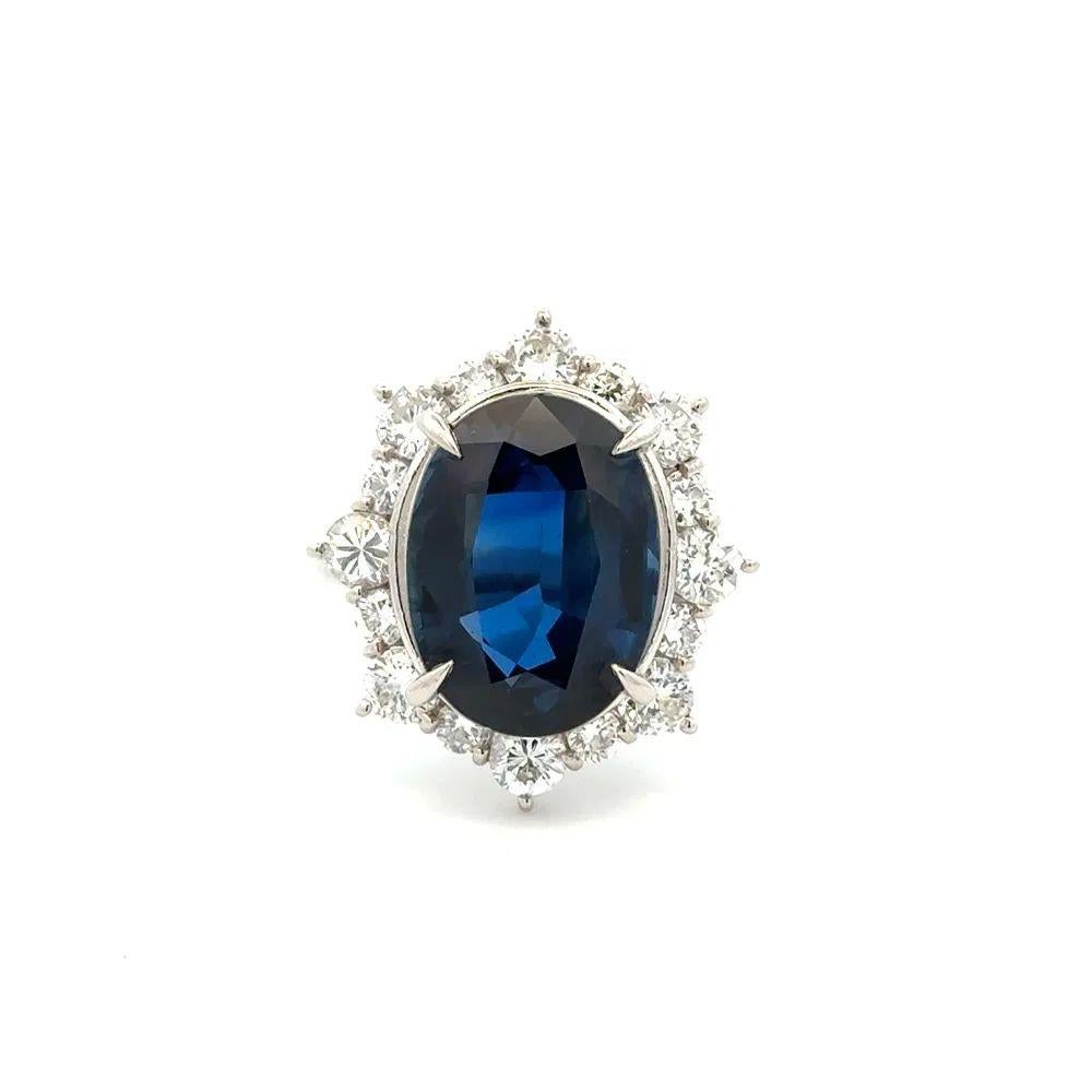 Platinring mit 9,70 Karat GIA Saphir und Diamant, Nachlass-Schmuck (Gemischter Schliff) im Angebot
