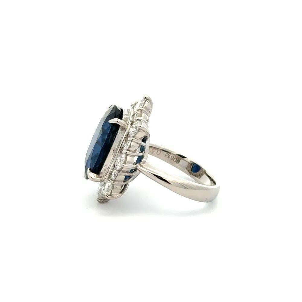 Platinring mit 9,70 Karat GIA Saphir und Diamant, Nachlass-Schmuck Damen im Angebot