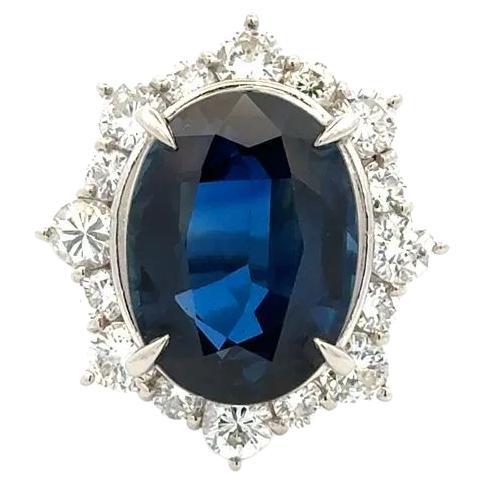 Bague de succession de 9,70 carats en platine avec saphir GIA et diamants