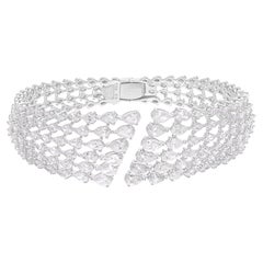 9.70 Carat SI/H Pear Brilliant Cut Diamond Cuff Bangle Bracelet 18k White Gold