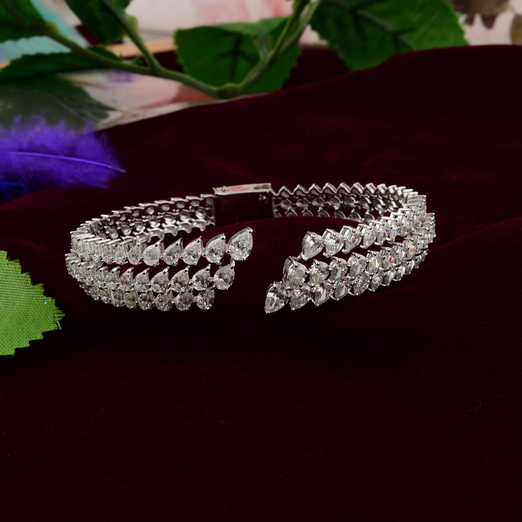 Modern 9.70 Carat SI/H Round Brilliant Cut Diamond Bangle Bracelet 18 Karat White Gold For Sale