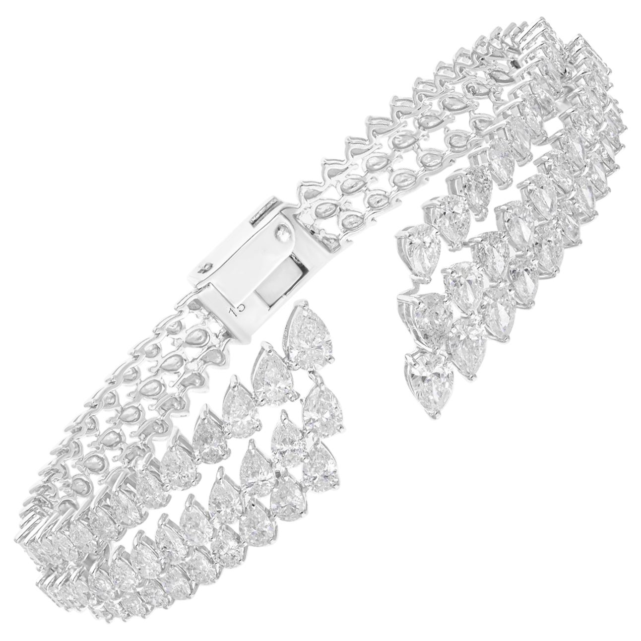 9.70 Carat SI/H Round Brilliant Cut Diamond Bangle Bracelet 18 Karat White Gold