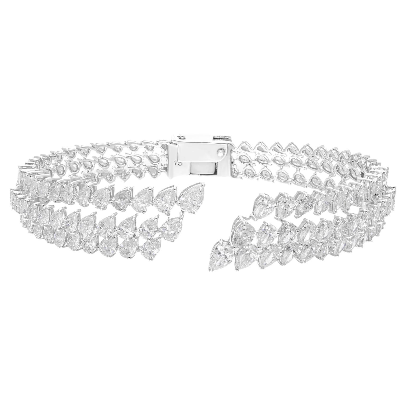 9.70 Carat SI/H Round Brilliant Cut Diamond Bangle Bracelet 18 Karat White Gold