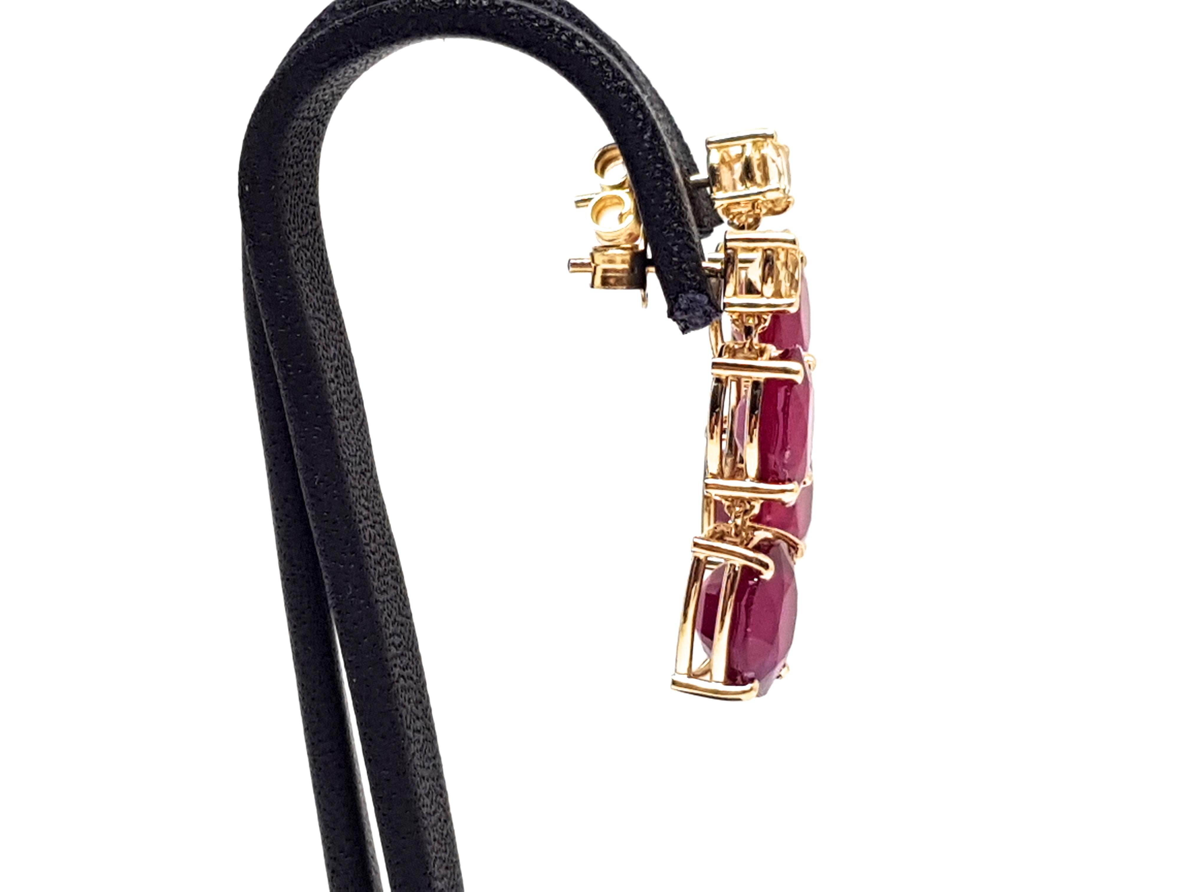 9.70 Carat Yellow Gold Ruby Topaz Earrings For Sale 1