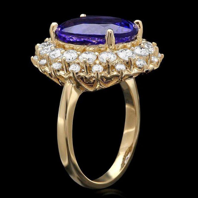 9.bague en or jaune massif 14K avec tanzanite naturelle de 70 carats et diamant

Le poids total de la tanzanite naturelle est de : Environ 7,90 carats 

Mesures de la tanzanite : Environ 14.00 x 11.00mm
 
Diamants ronds naturels Poids : Environ 1,80