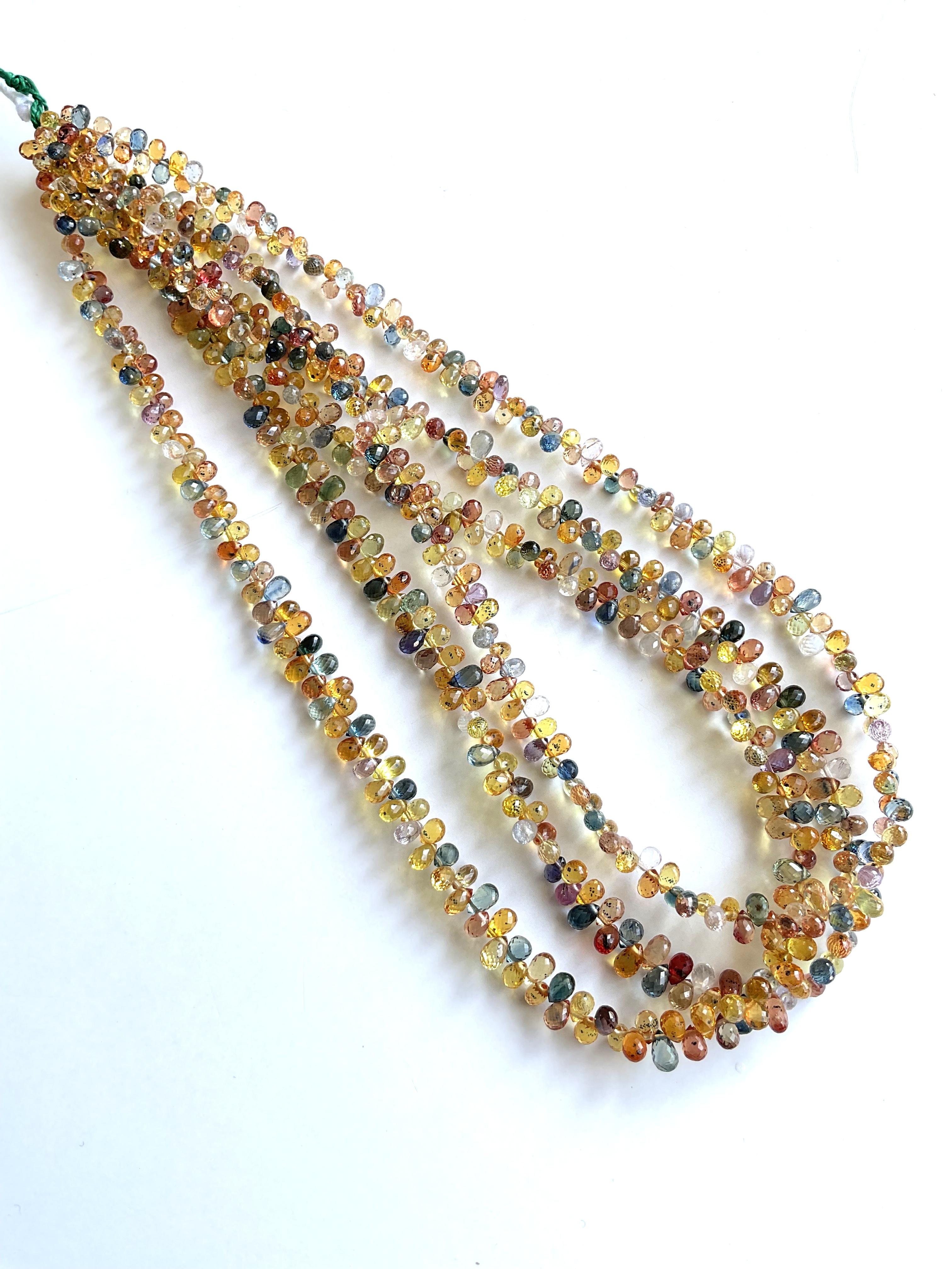 Art Deco 97.00 Carat Multi Color Sapphire Drops Top Quality Natural Gemstone Fine Jewelry For Sale
