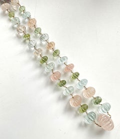970.00 carats aquamarine & morganite melon carved bead natural gemstone
