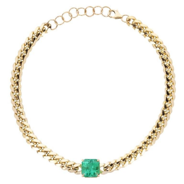 9,70ct 14K Collana girocollo smeraldo Jumbo Collana girocollo smeraldo Cuban Link