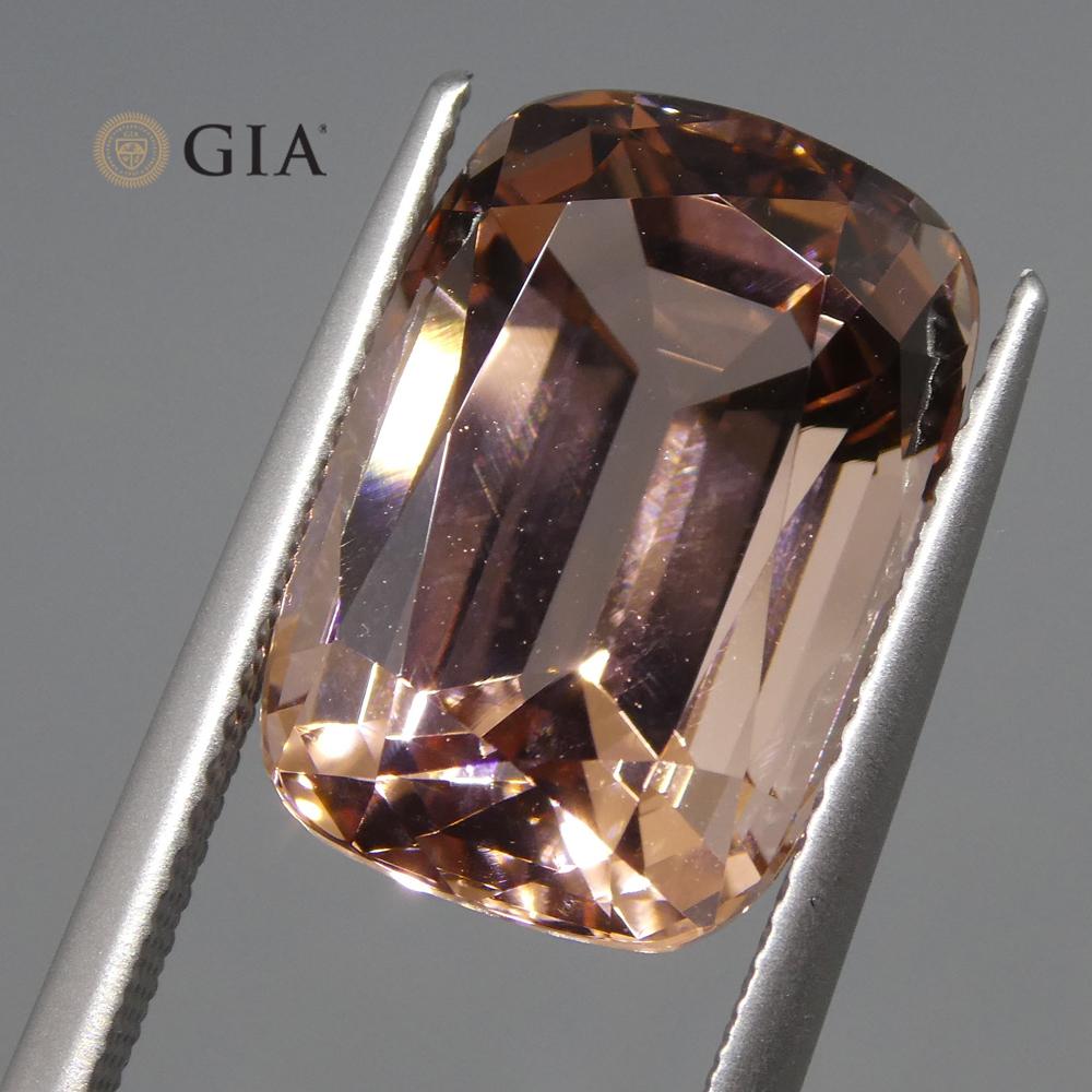 9.70ct Cushion Morganite GIA Certified In New Condition For Sale In Toronto, Ontario