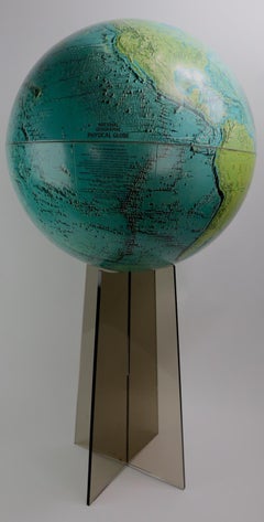 1970s Globe on Smoked Lucite Stand