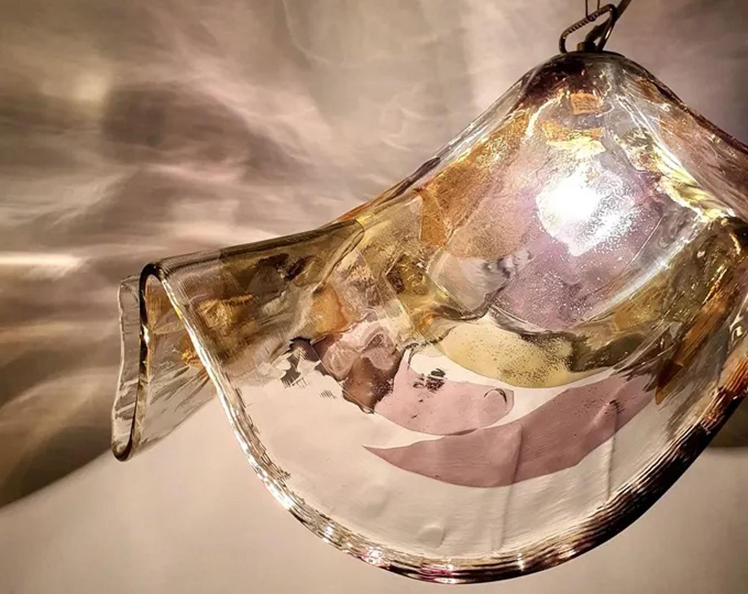 Lámpara colgante de cristal de Murano de los años 70 finales del siglo XX en venta