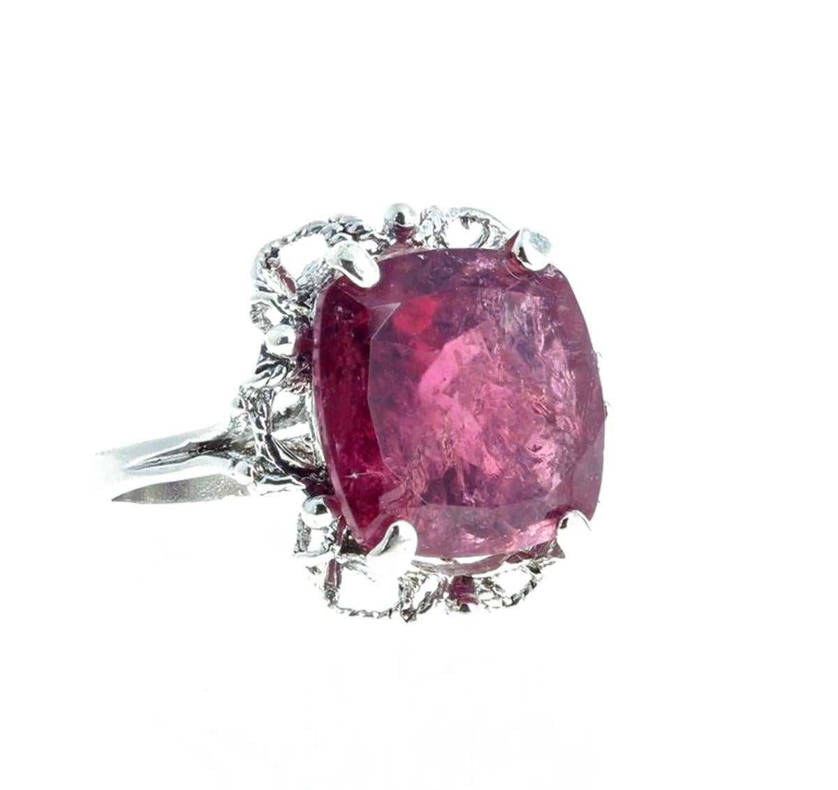 9.71 Carat Red Tourmaline Sterling Silver Ring 1