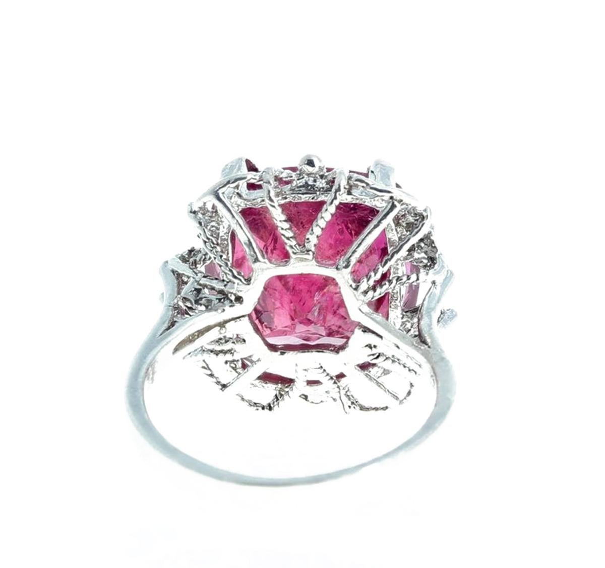 9.71 Carat Red Tourmaline Sterling Silver Ring 2