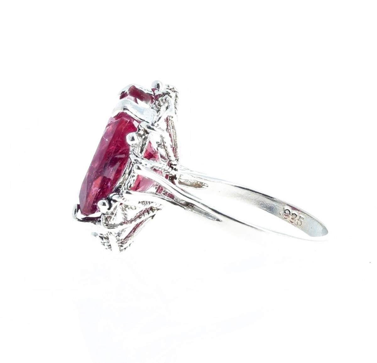 9.71 Carat Red Tourmaline Sterling Silver Ring 4