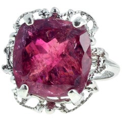 9.71 Carat Red Tourmaline Sterling Silver Ring