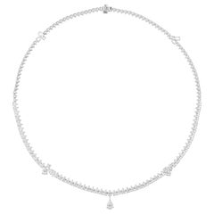 9,71 Carati SI/HI Pear Natural Diamond Tennis Drop Collana in oro bianco 14 Karati
