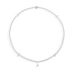 9.71 Quilates SI/HI Pera Natural Diamante Tenis Gota Collar 18 Kilates Oro Blanco