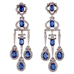 Boucles d'oreilles pendantes Girandole saphir et diamant 9.71 CTW