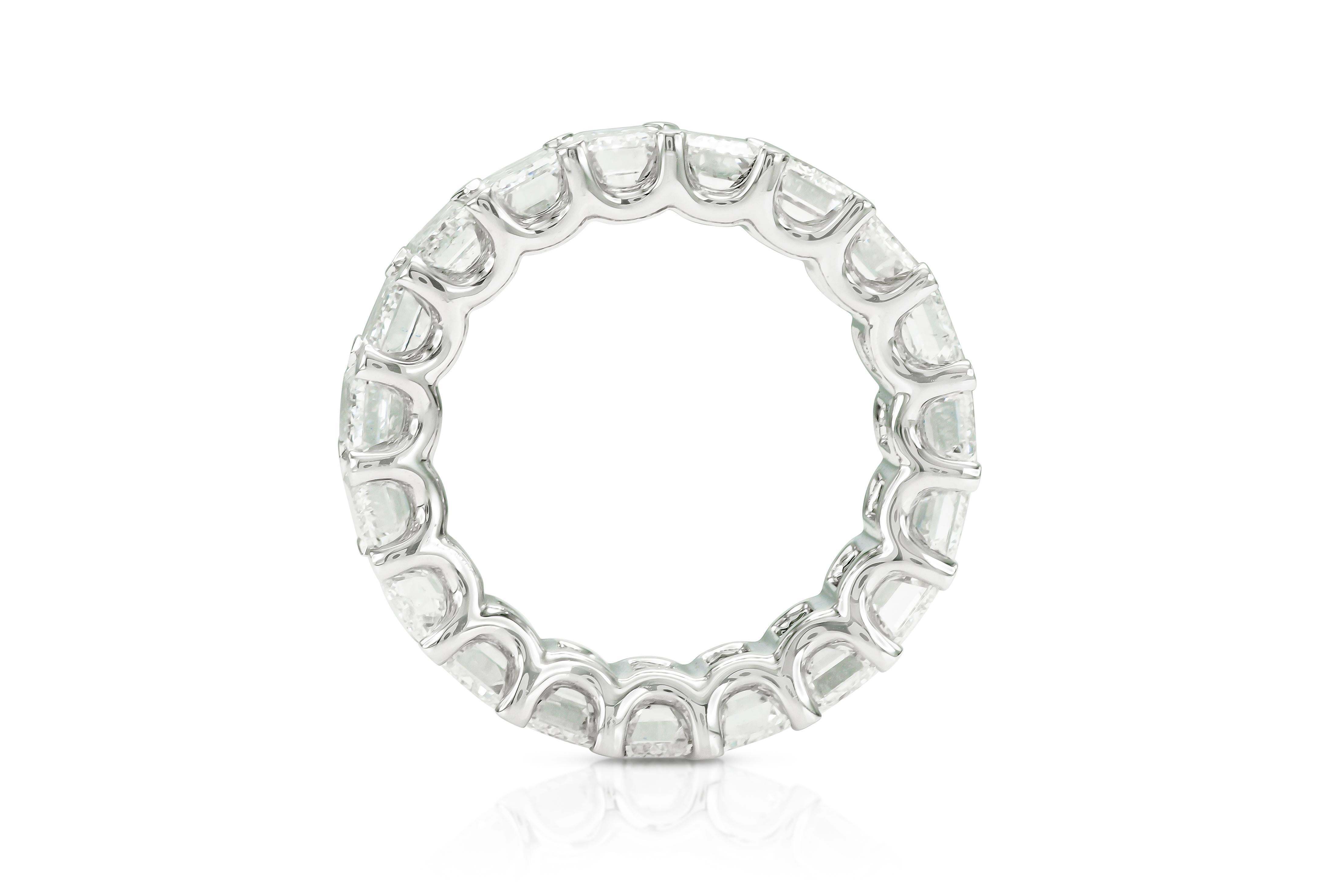 Women's 9.72 Carat Emerald Cut Diamond Eternity Band For Sale