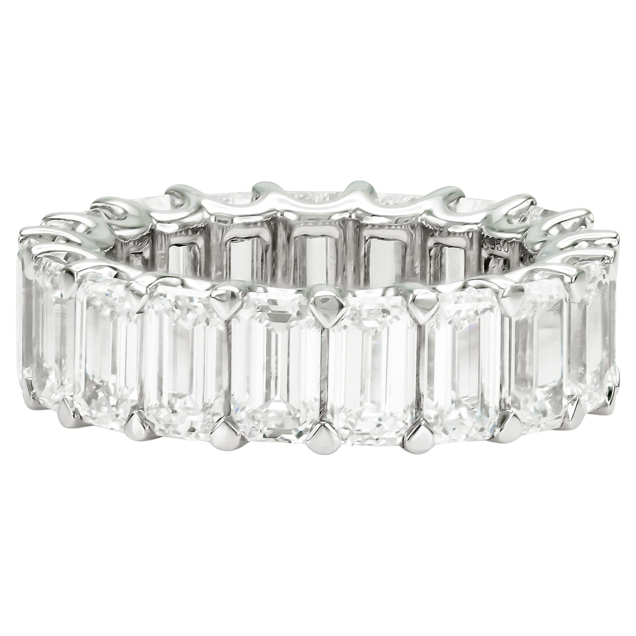 9.72 Carat Emerald Cut Diamond Eternity Band For Sale