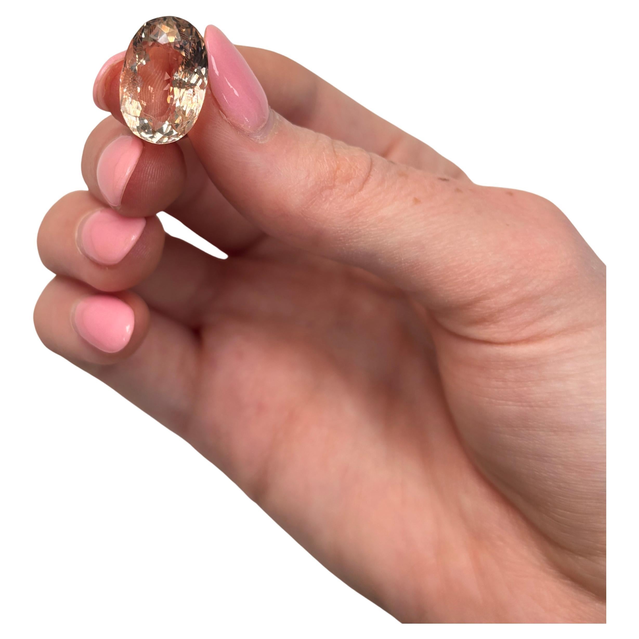 9,72 Carati Taglio Ovale Naturale Soft Blush-Peach Pink Morganite Gemma Sciolta in vendita