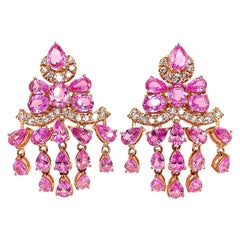 Sunita Nahata Zafiro rosa 9.72 ct. Pendientes en 18KRG con Diamante.