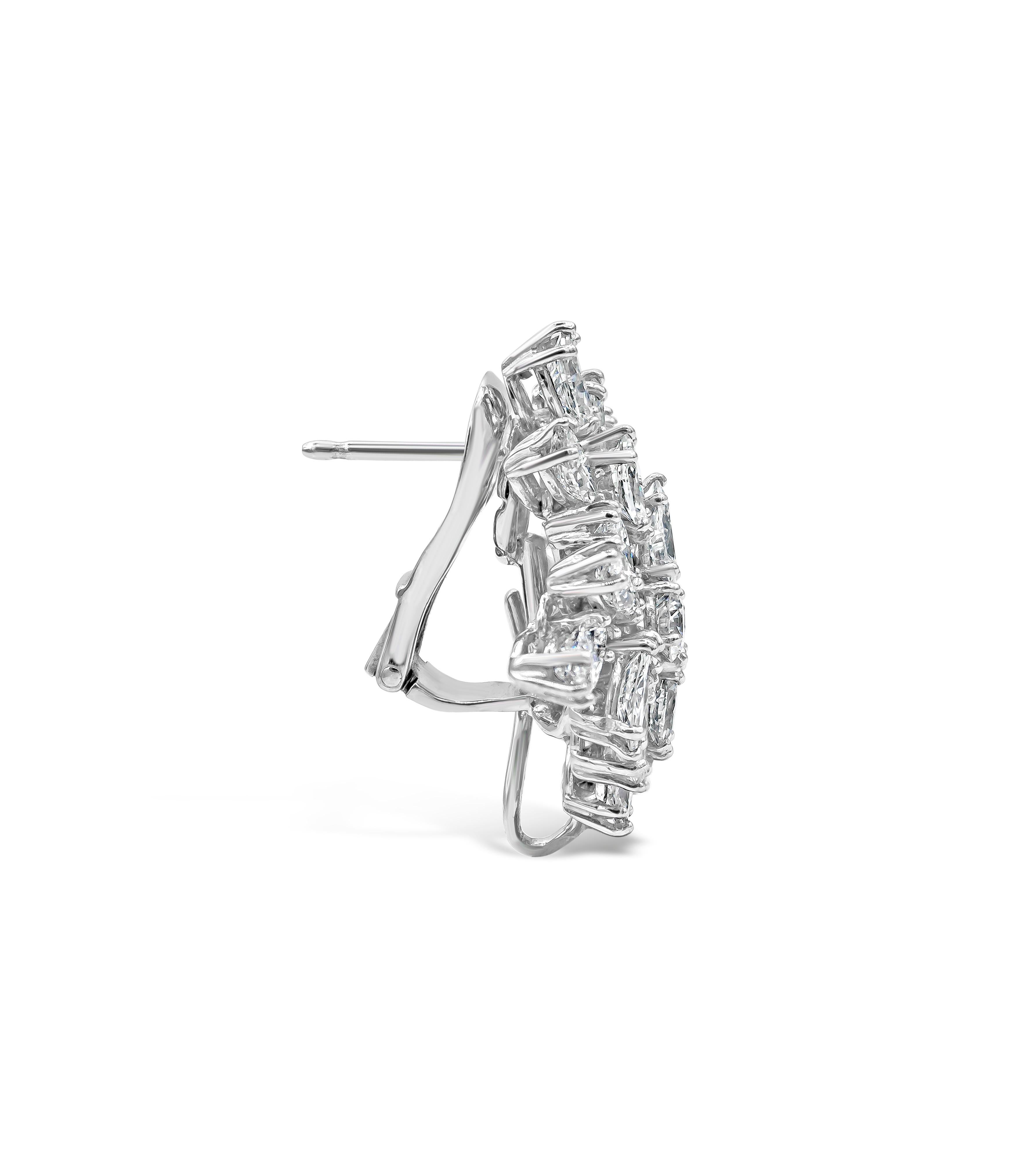 9,73 Karat Cluster Mixed Cut Diamant Starburst Clip-on Ohrringe (Moderne) im Angebot