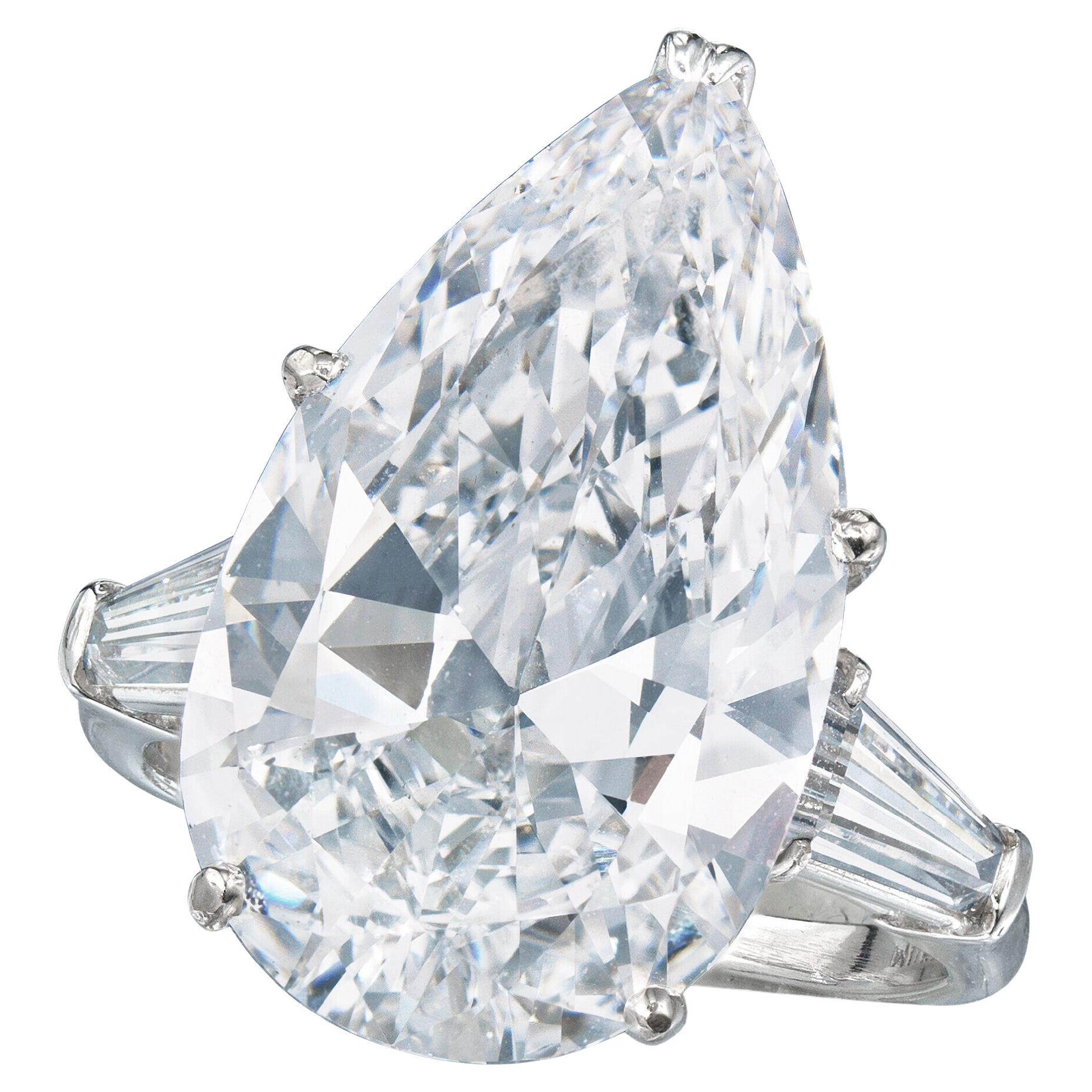 9.73 Carat Pear Statement Brilliant Signature Sophistication Diamond Ring For Sale