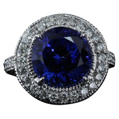 9,73 Karat runder natürlicher violett-blauer Tansanit AAA Qualität 14 Karat Gold Ring