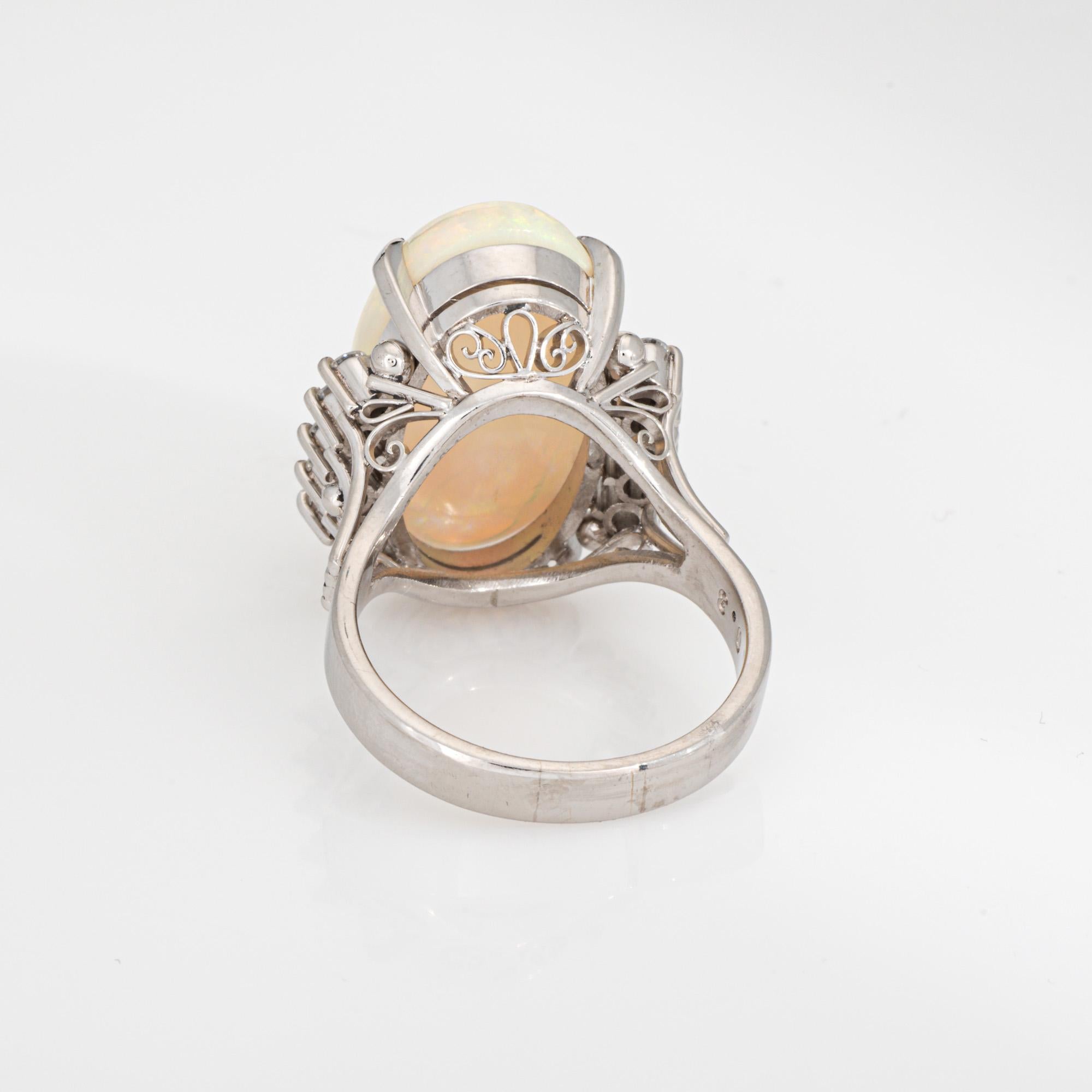 9,73ct Anello Opale Naturale Diamante Estate Platino Sz 7 Estate Jewelry In condizioni buone in vendita a Torrance, CA