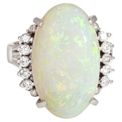 9.73ct Natural Opal Ring Diamond Estate Platinum Sz 7 Estate Fine Jewelry