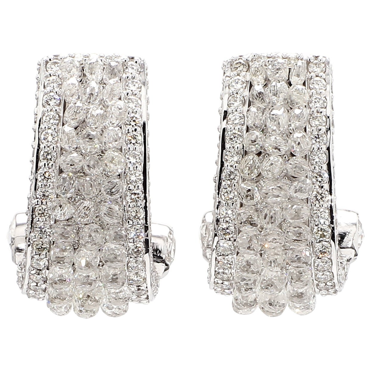 9.74 Carat Briolette Diamond 18K Gold Earrings For Sale
