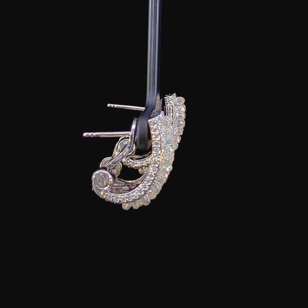 9.74 Carat Diamond Briolette Rose Cut and Round Brilliant Cut Ear Clips 18K Gold For Sale 5