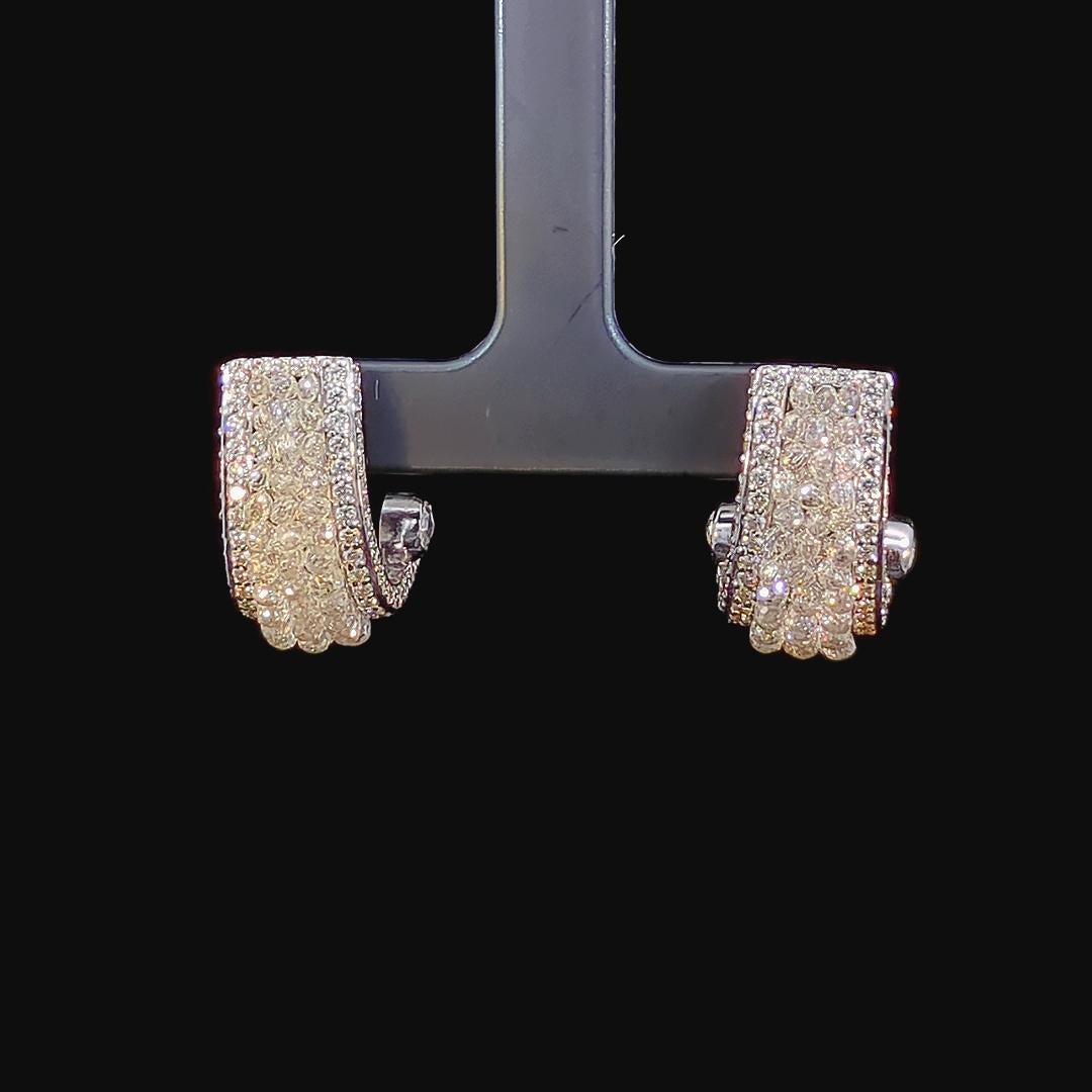 Clips d'oreilles en or 18K avec briolette de 9,74 carats de diamants taille rose et taille ronde brillante 4