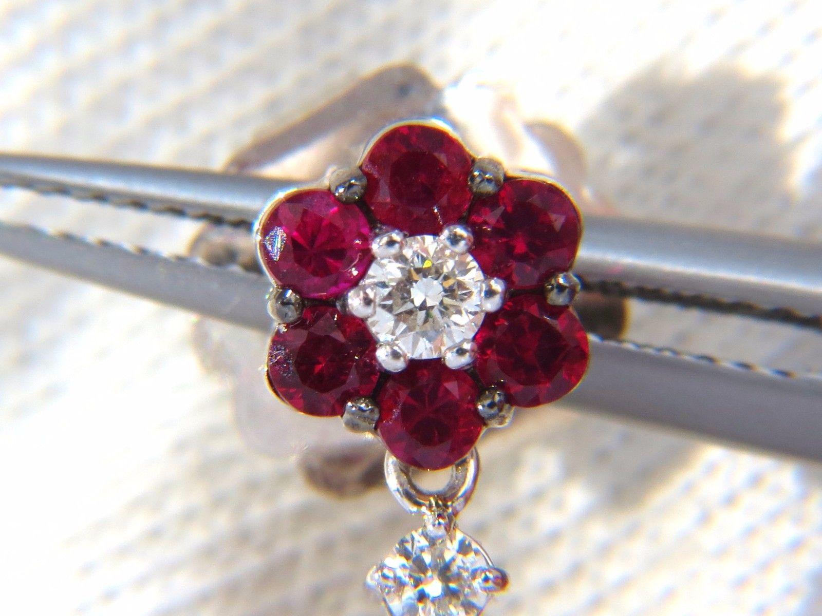 9.74 Carat Natural Red Ruby Diamond Dangling Earrings 18 Karat Roulette Bullseye For Sale 1
