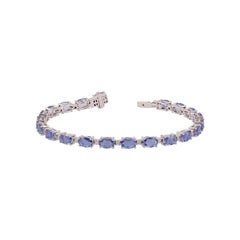 Bracciale con zaffiro e diamanti da 9,74 carati in oro bianco 18 carati