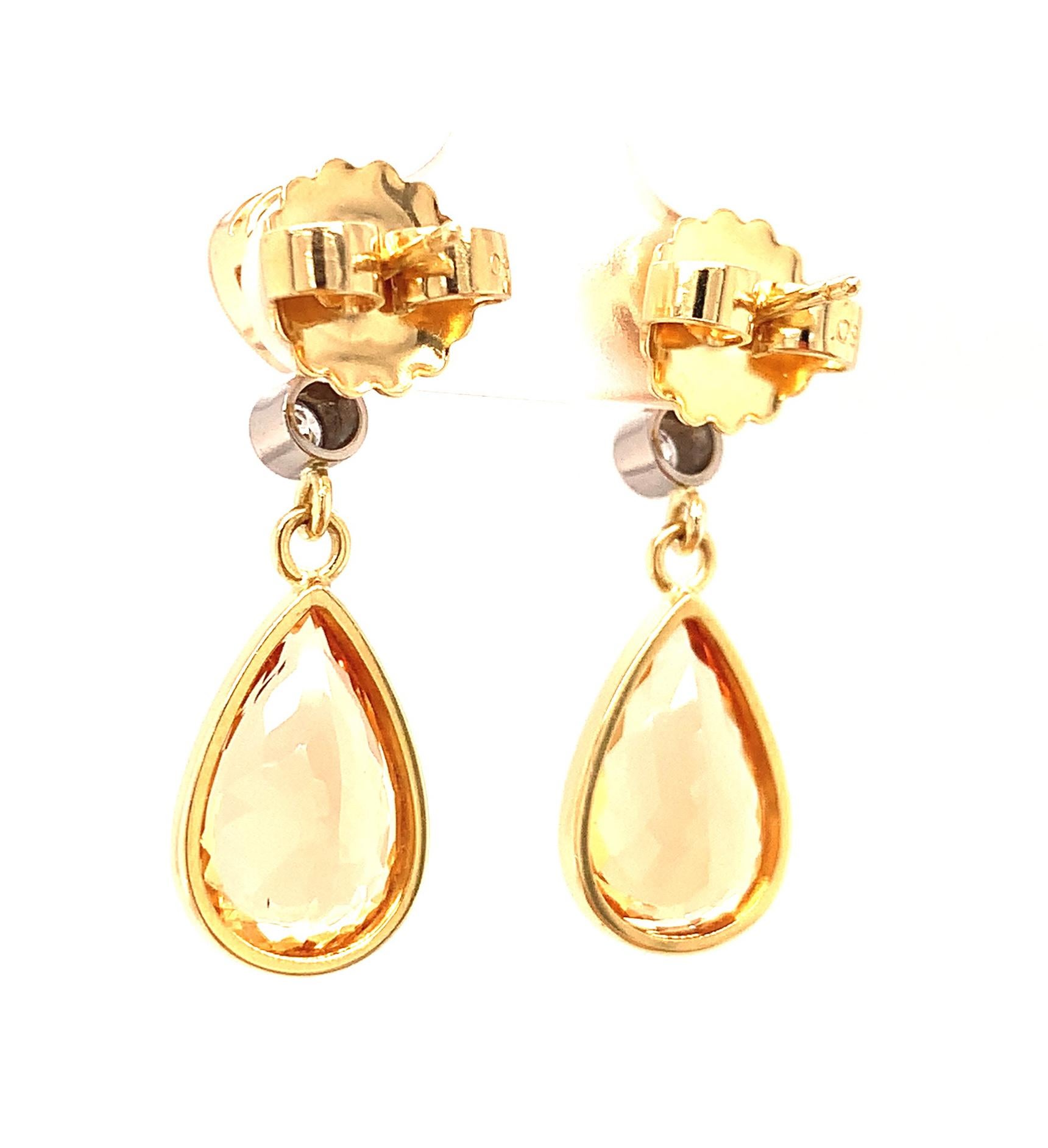 Precious Topaz and Garnet Drop Earrings 18K Yellow Gold, 9.74 Carats Total  For Sale 2