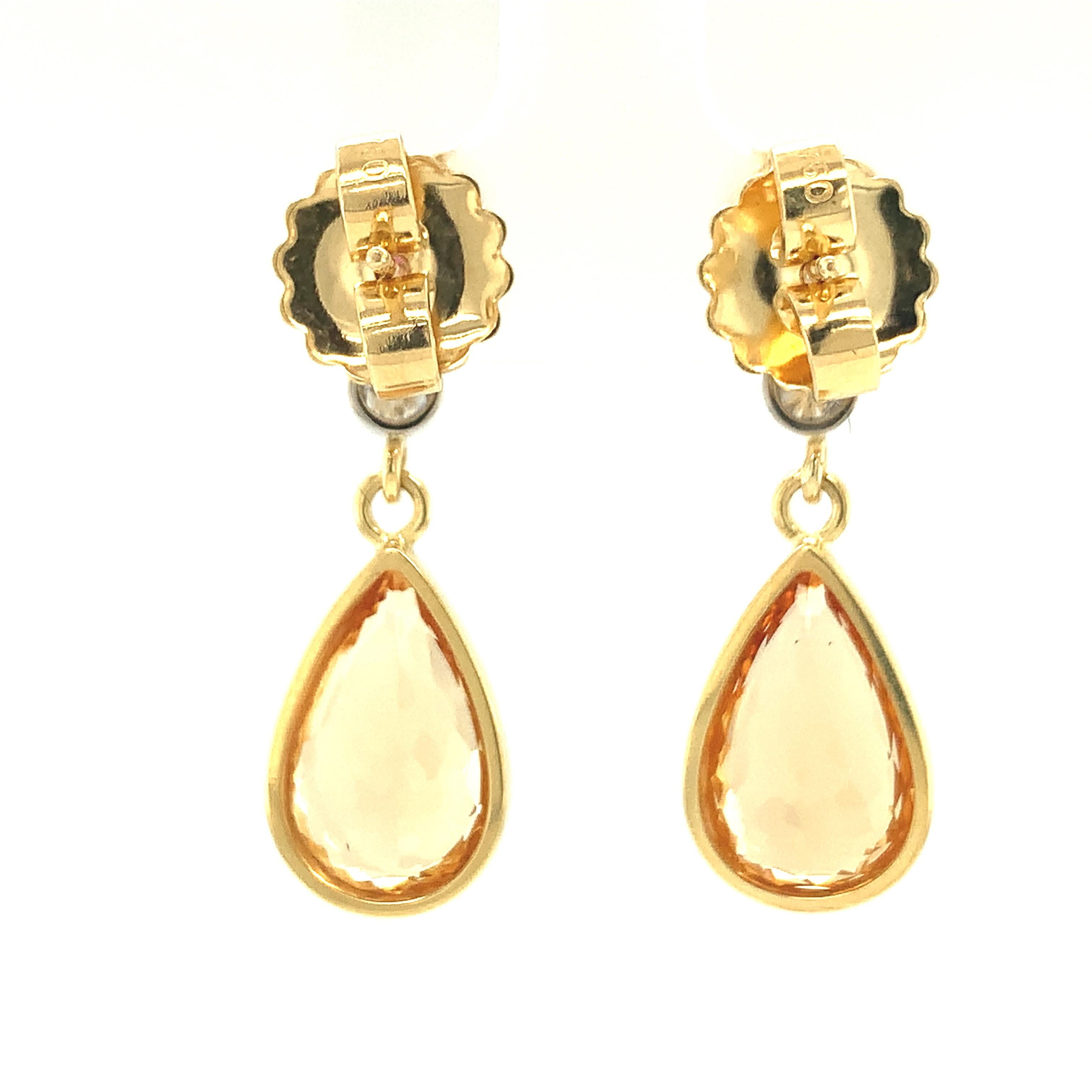 Precious Topaz and Garnet Drop Earrings 18K Yellow Gold, 9.74 Carats Total  In New Condition For Sale In Los Angeles, CA