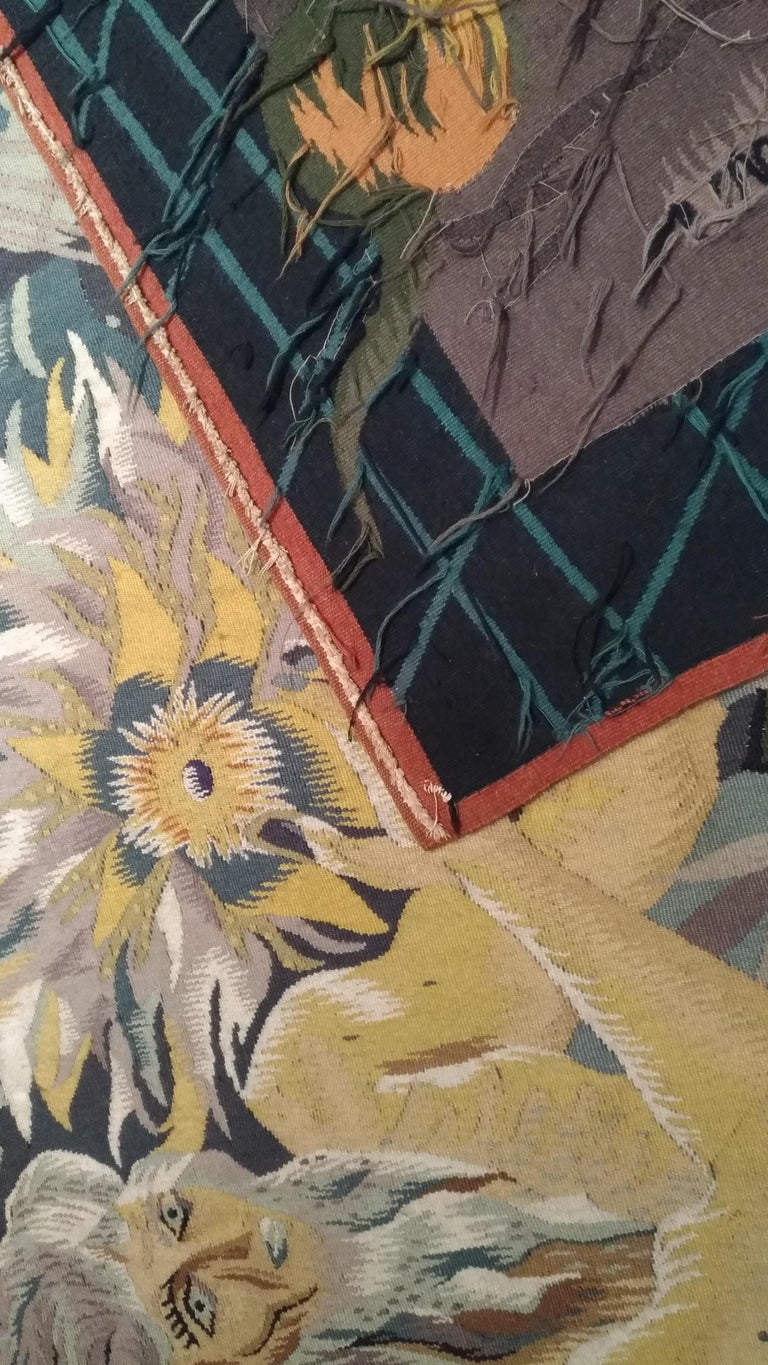 974 Modern Aubusson Tapestry Signed For Sale at 1stDibs