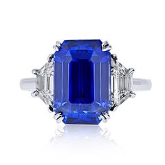 9,74ct Blauer Saphir AGL No Heat Ceylon Drei Stein Ring