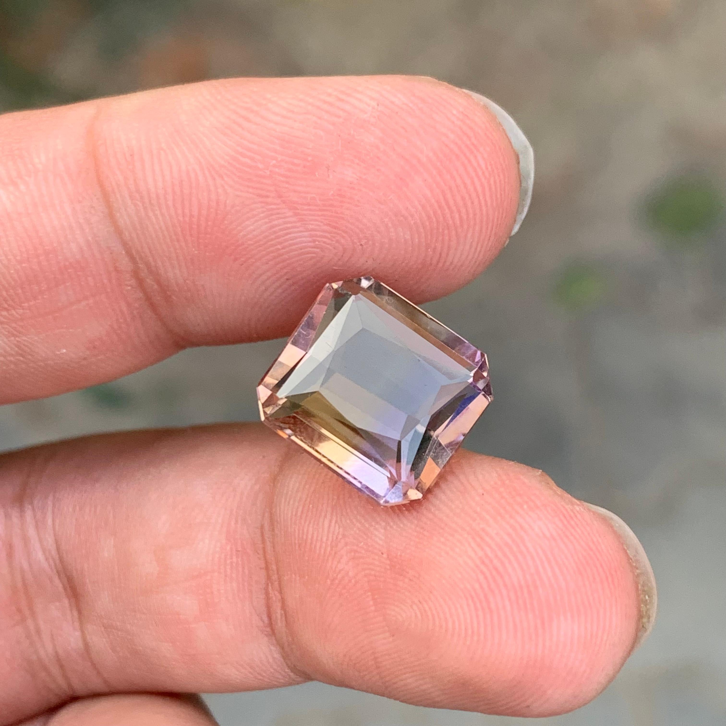 9.75 Karat natürlicher loser Ametrin Smaragd Form Edelstein (Smaragdschliff) im Angebot