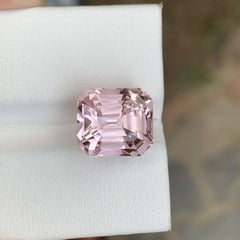 9.75 Carat Natural Loose Light Pink Kunzite Stone Emerald Cut Afghan Gemstone