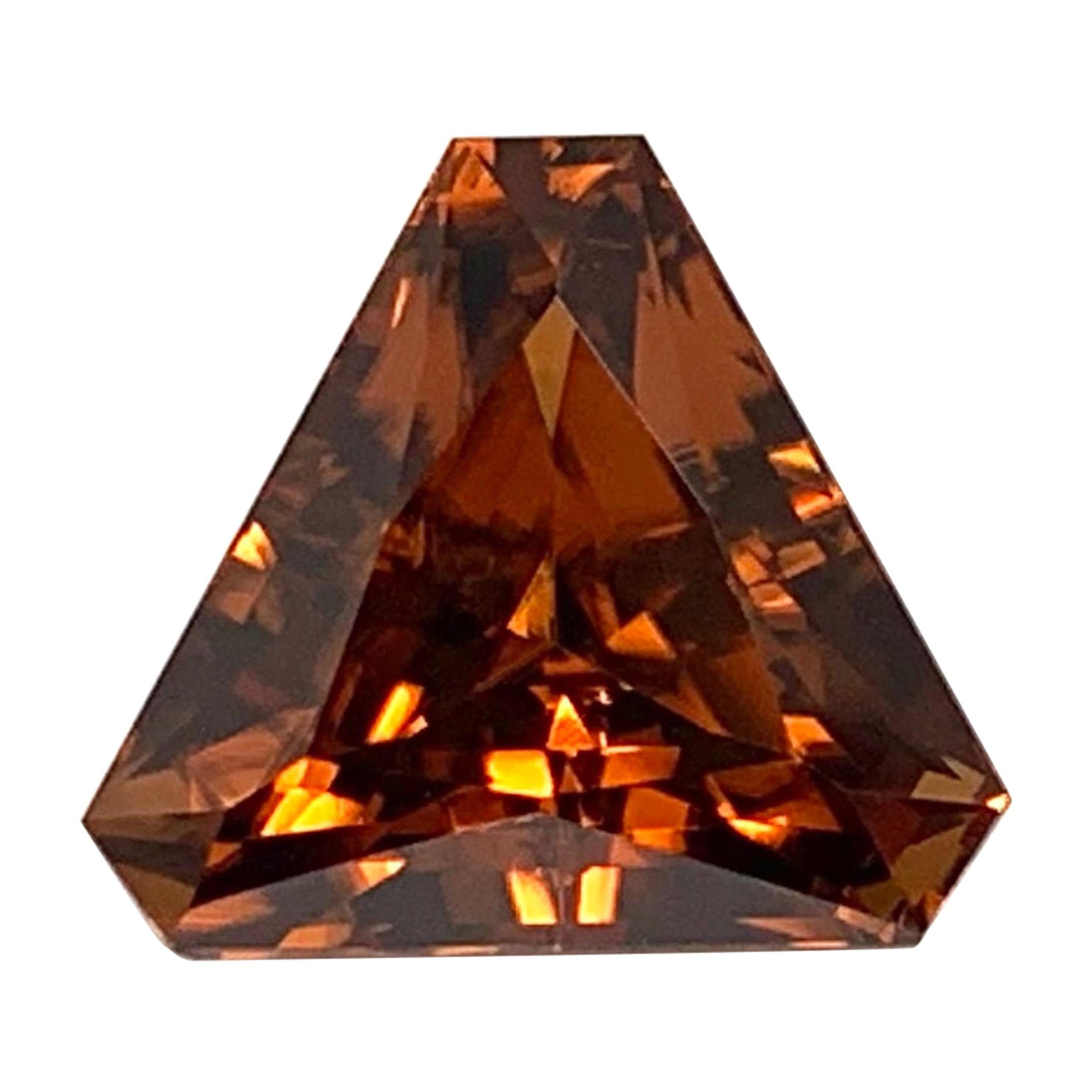 9.75 Carat Orange Brown Zircon Triangle, Loose Gemstone For Sale