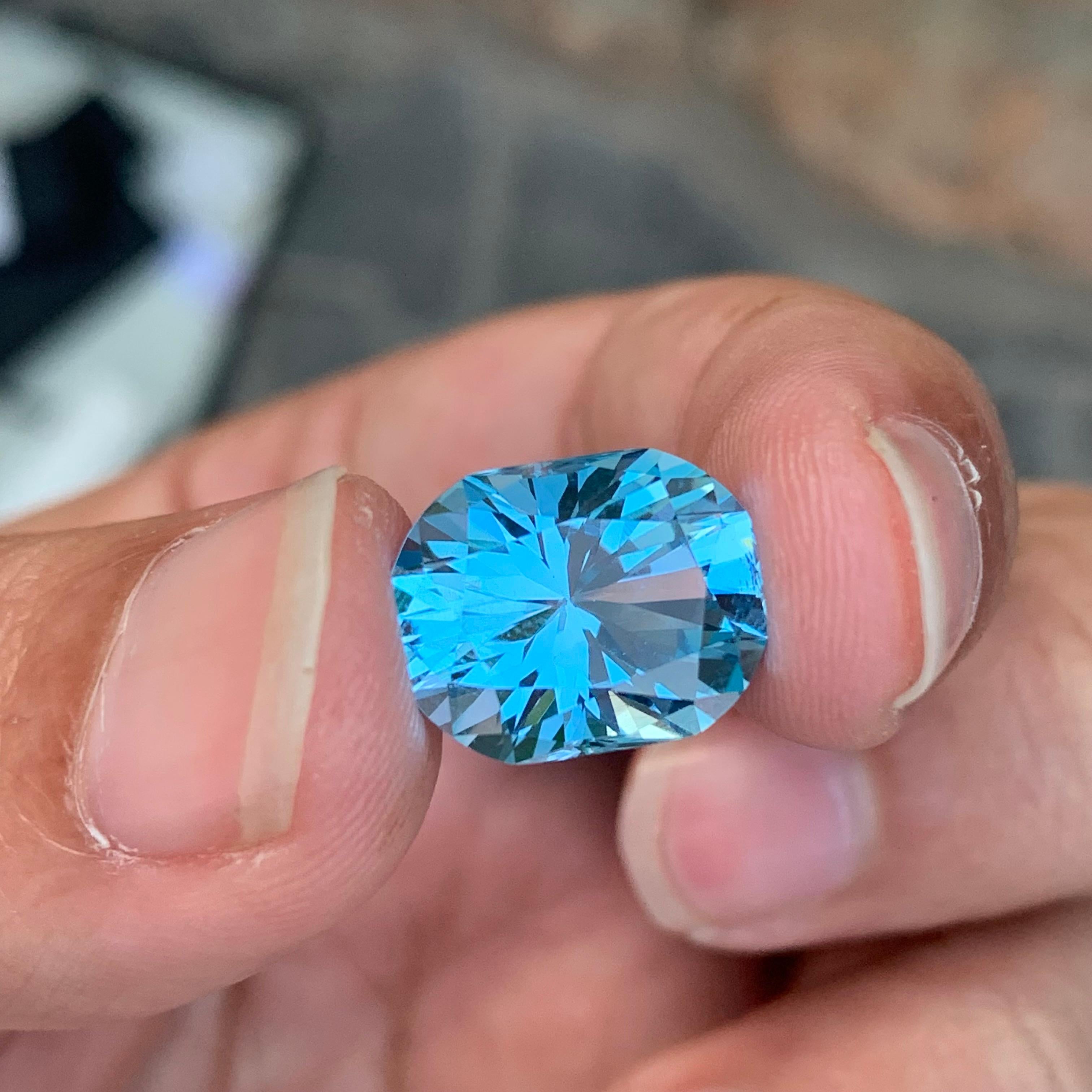 Jolie topaze bleu ciel facettée taille fantaisie de 9,75 carats en vente 3